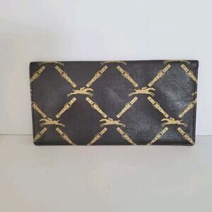 Longchamp Unisex Wallet Brown Bifold Soft Leather Folding Long Vintage Designer